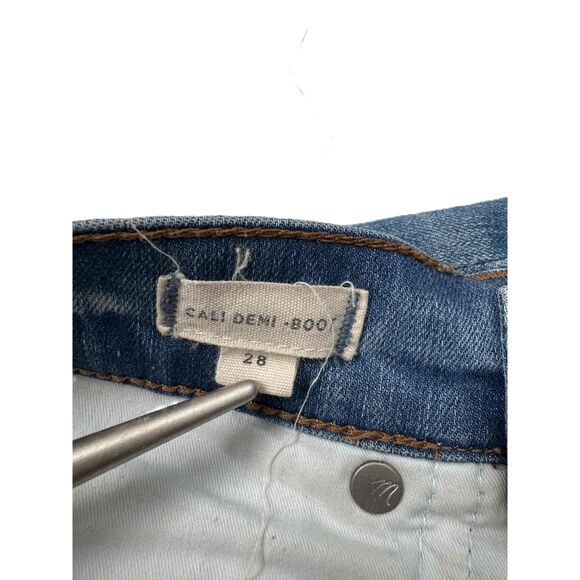 Madewell Cali Demi Boot Flared Jeans Frayed Hem Two Tone Funky Retro Grunge Cool - Picture 4 of 13